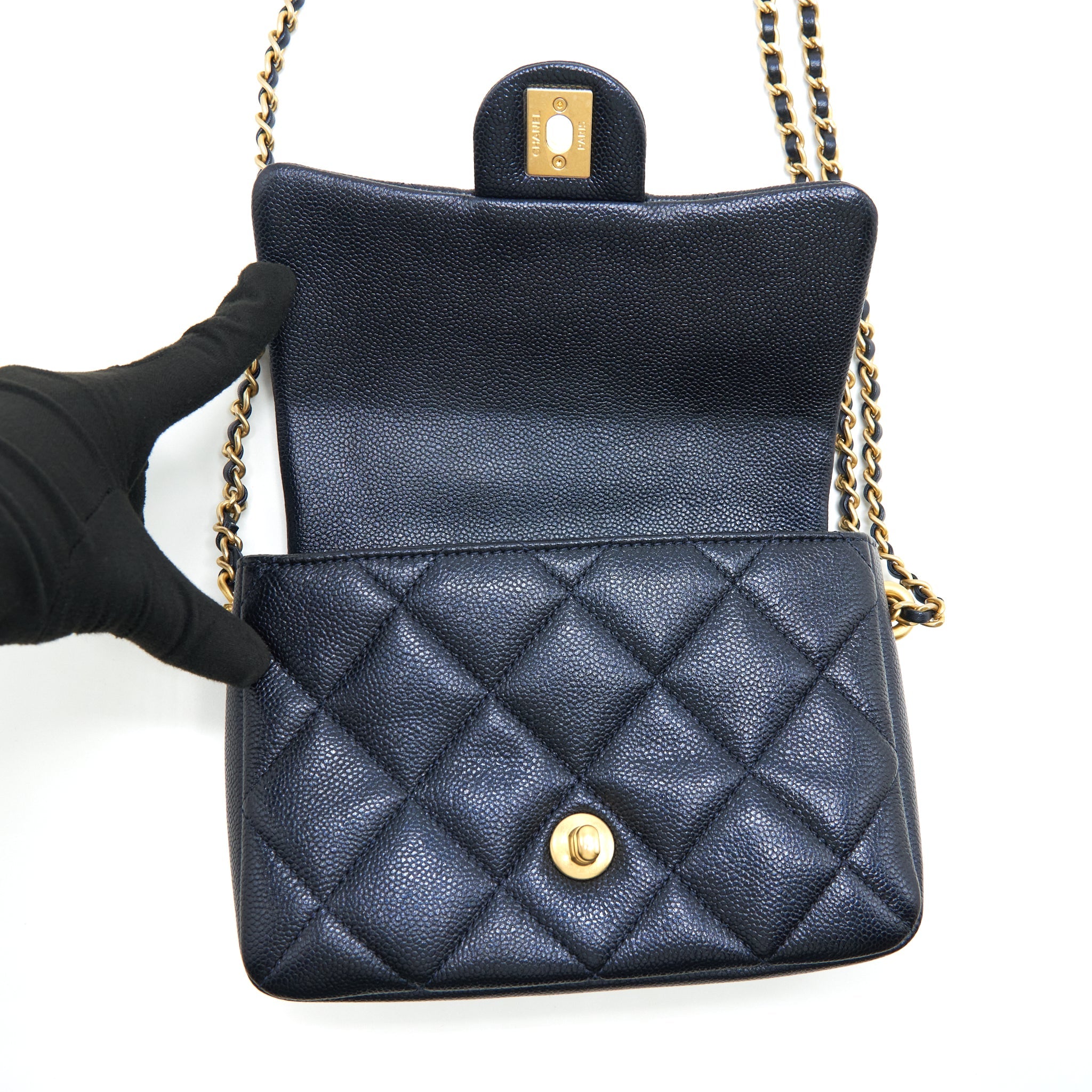 CHANEL 21K MY PERFECT MINI FLAP BAG CAVIAR BLACK GHW