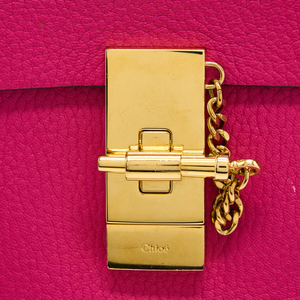 CHLOE DREW SHOULDER BAG GRAINED CALFSKIN PINK GHW