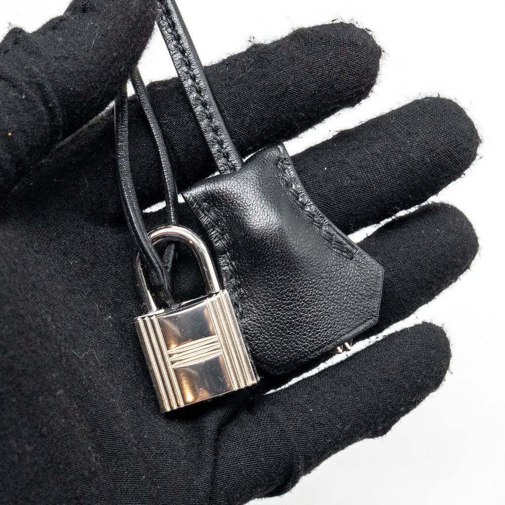 HERMES KELLY 32 LIMITED EDITION TOILE DE WASHED CANVAS / SWIFT LEATHER BLACK / CAVALCADOUR PRINT SHW