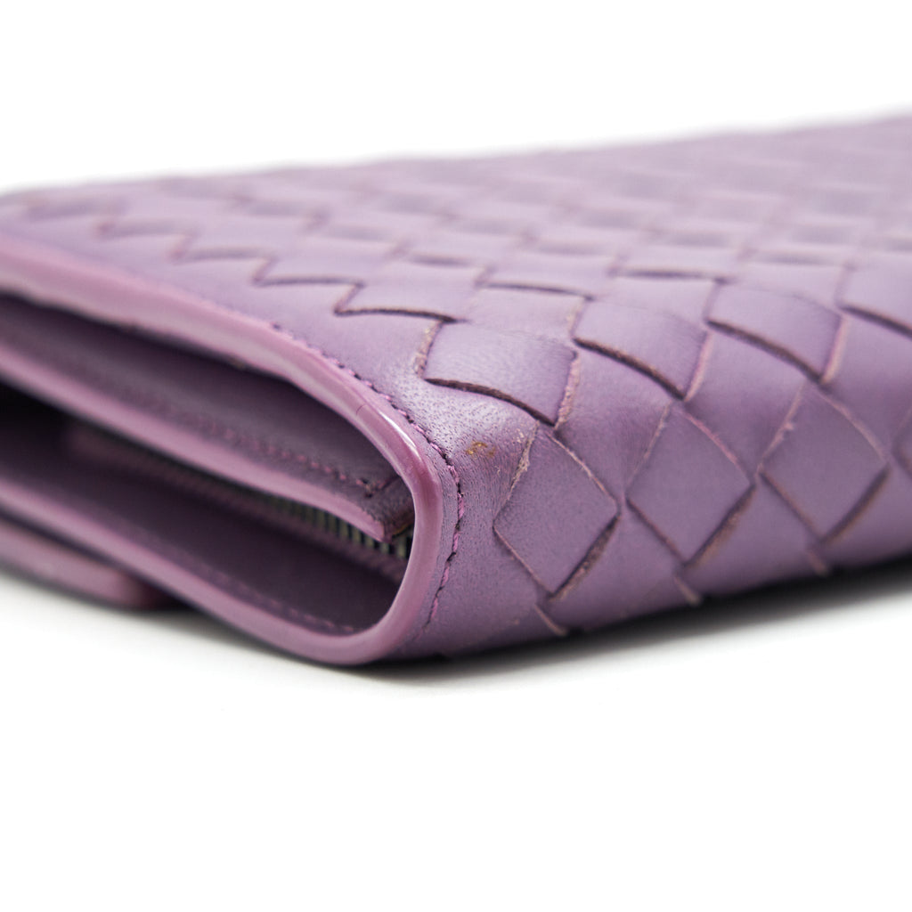 BOTTEGA VENETA LEATHER SMALL COMPACT AND LONG WALLET IN PURPLE SELL IN A SET