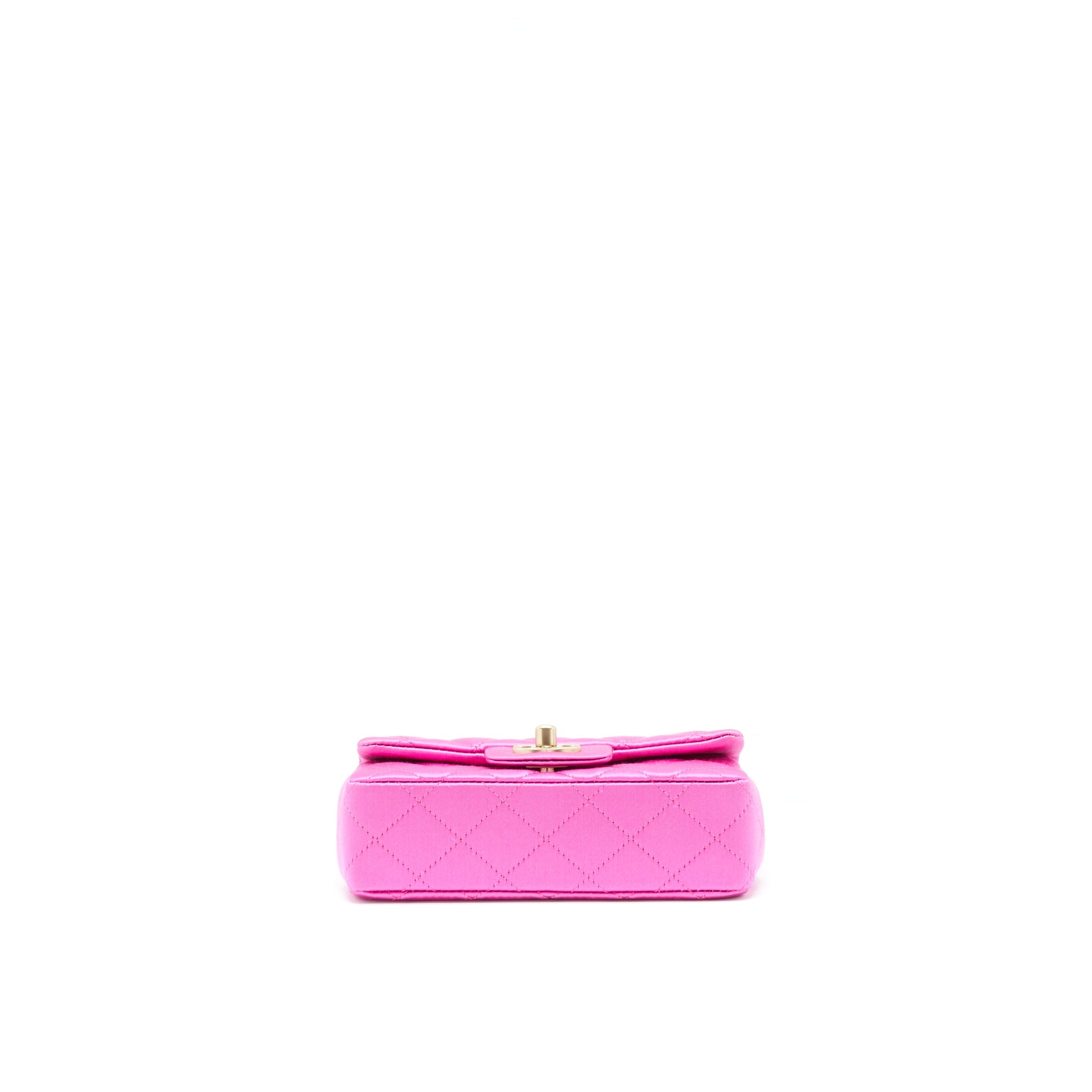 CHANEL EXTRA MINI RECTANGULAR FLAP BAG SILK PINK GHW