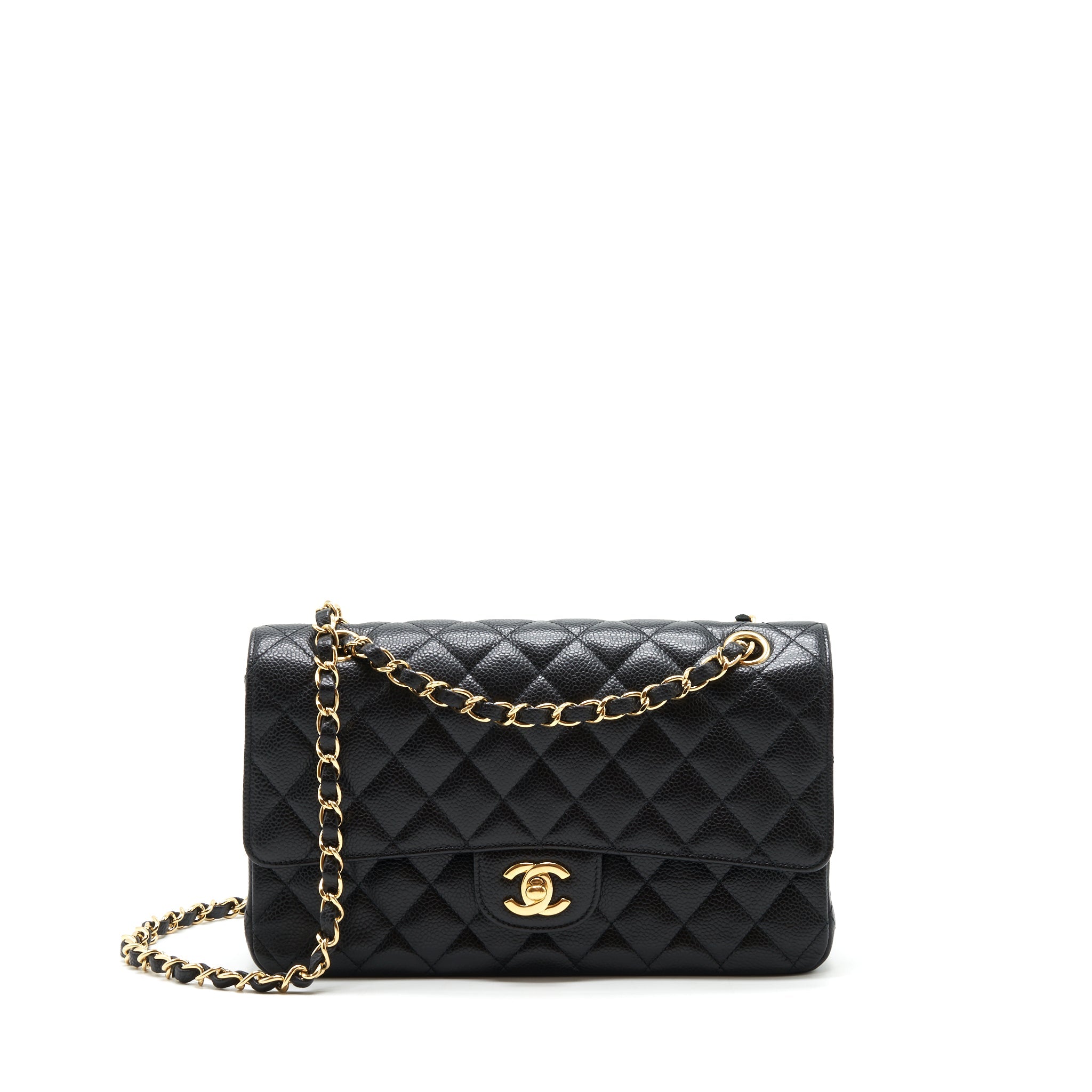 CHANEL MEDIUM CLASSIC DOUBLE FLAP BAG CAVIAR BLACK GHW