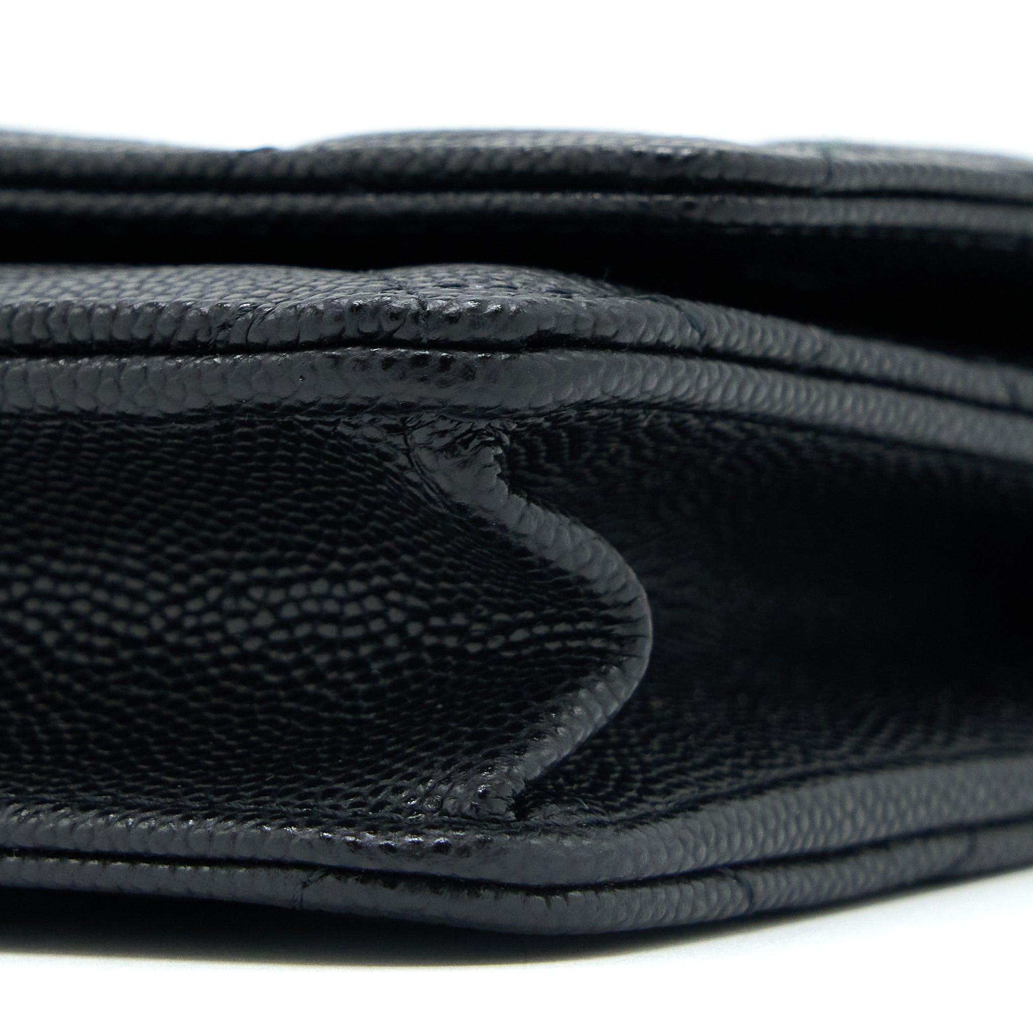 CHANEL GIANT CC LOGO WALLET ON CHAIN CAVIAR BLACK LGHW (MICROCHIP)