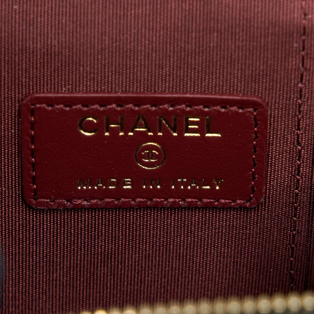CHANEL 21A GOLD CRUSH MINI VANITY CASE CALFSKIN BLACK BRUSHED GHW