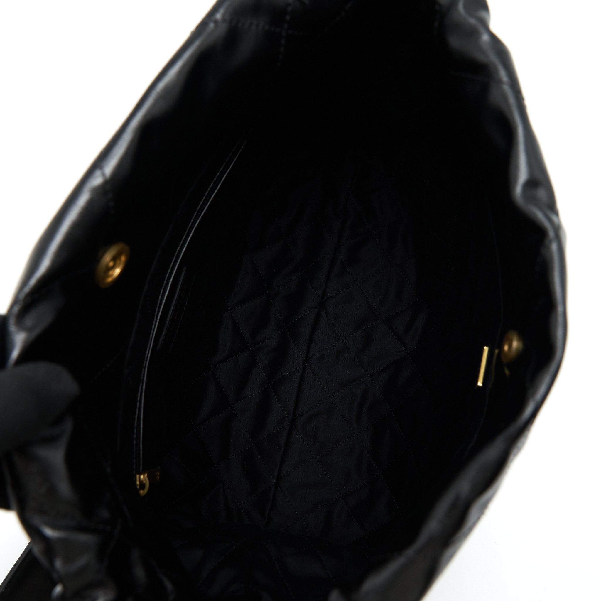 CHANEL SMALL 22 BAG BLACK WITH GHW (MICROCHIP)