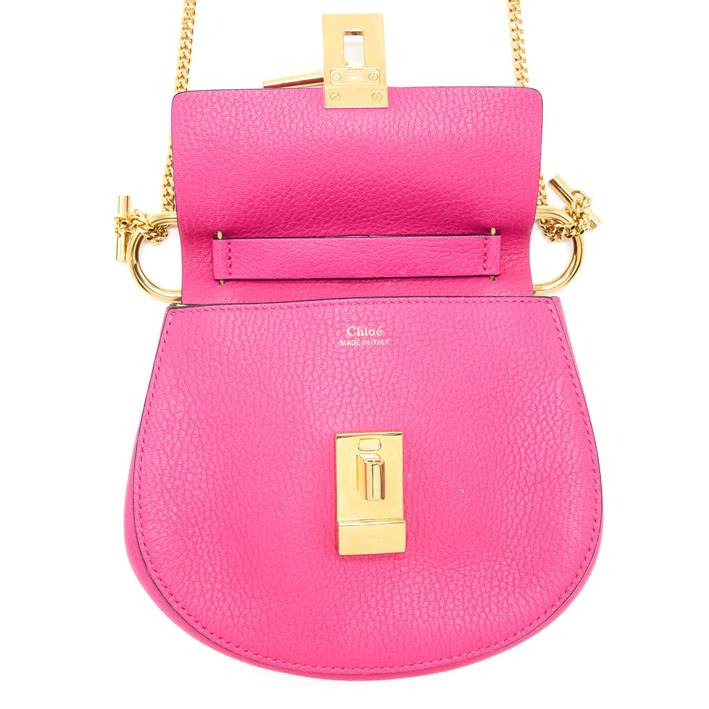 CHLOE DREW SHOULDER BAG GRAINED CALFSKIN PINK GHW