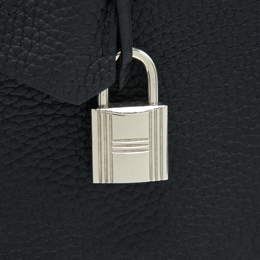 HERMES BOLIDE 31 CLEMENCE LEATHER BLACK WITH SHW