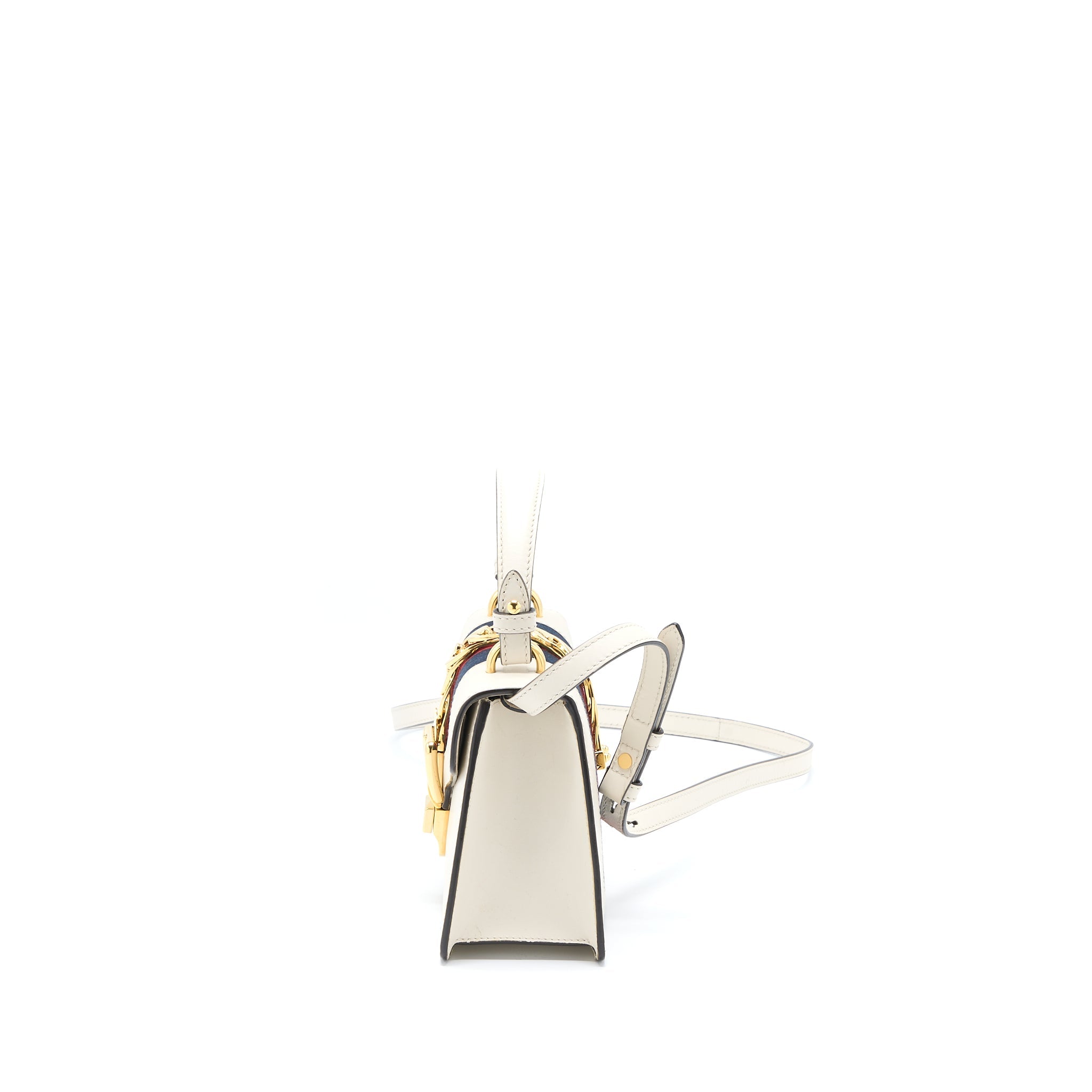 GUCCI MINI TOP HANDLE SYLVIE BAG CALFSKIN WHITE GHW
