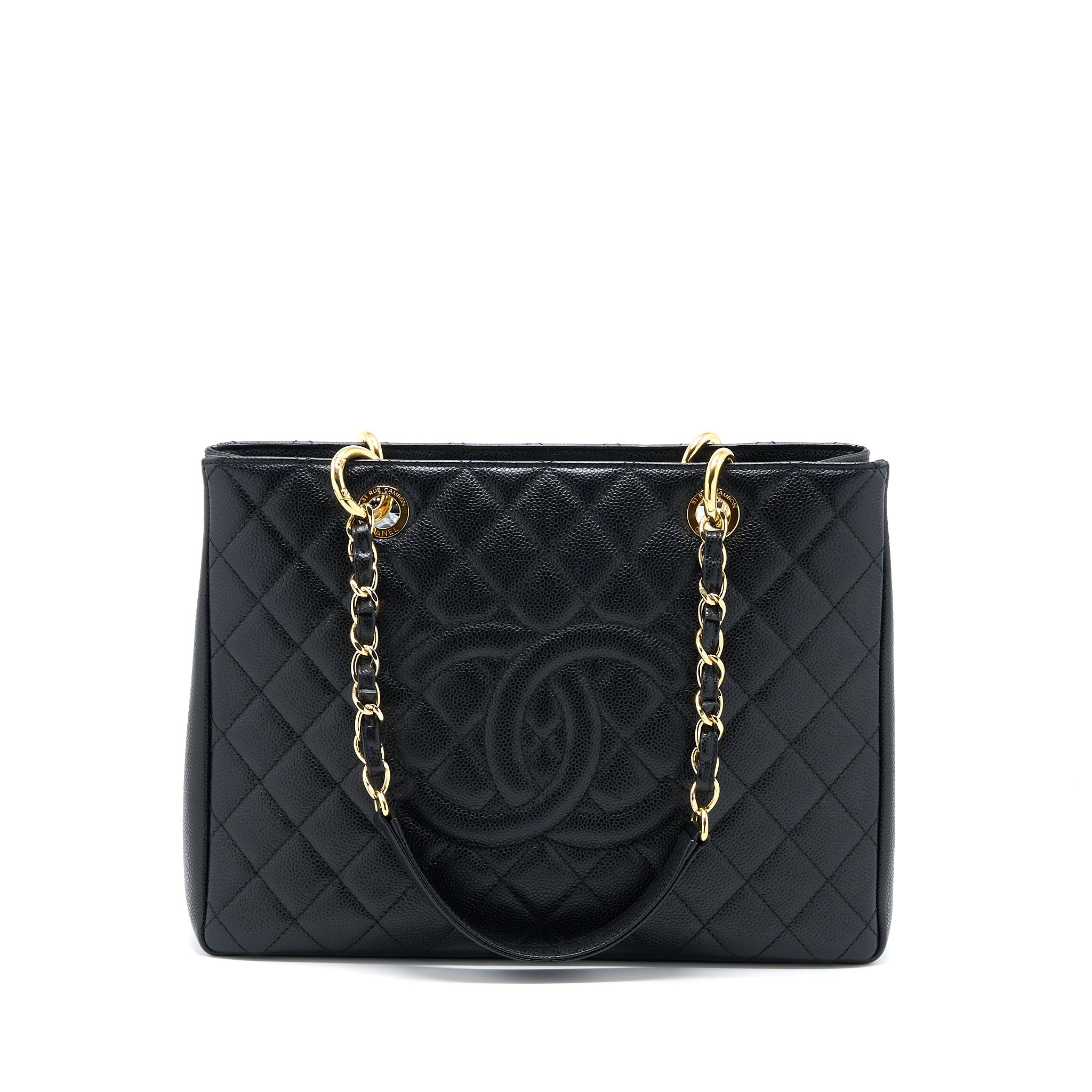 CHANEL GRAND SHOPPING TOTE BAG CAVIAR BLACK GHW
