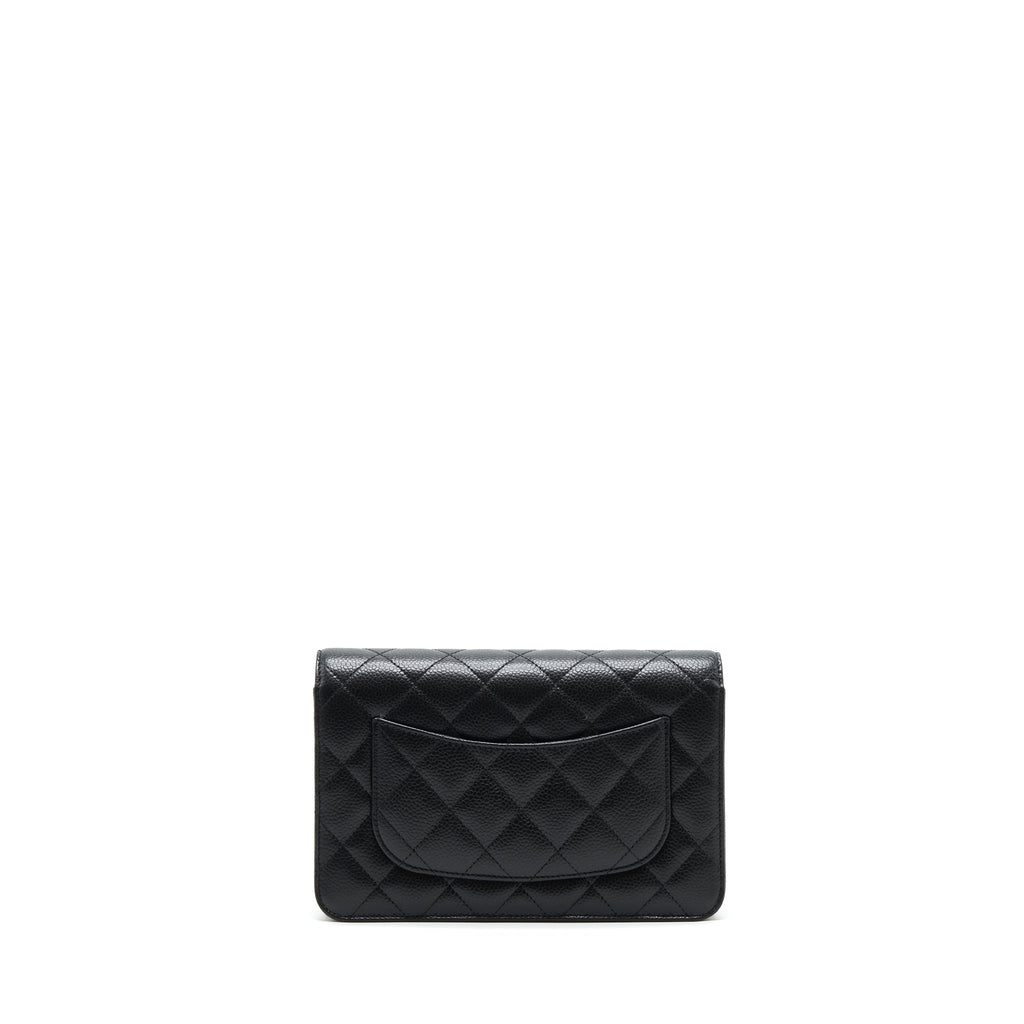 CHANEL CLASSIC WALLET ON CHAIN CAVIAR BLACK SHW (MICROCHIP)