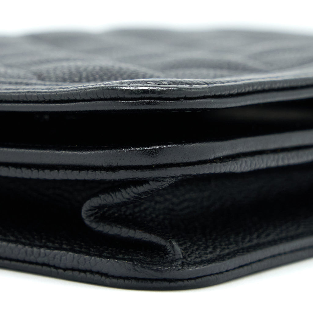 CHANEL CLASSIC BOY WALLET ON CHAIN CAVIAR BLACK GHW