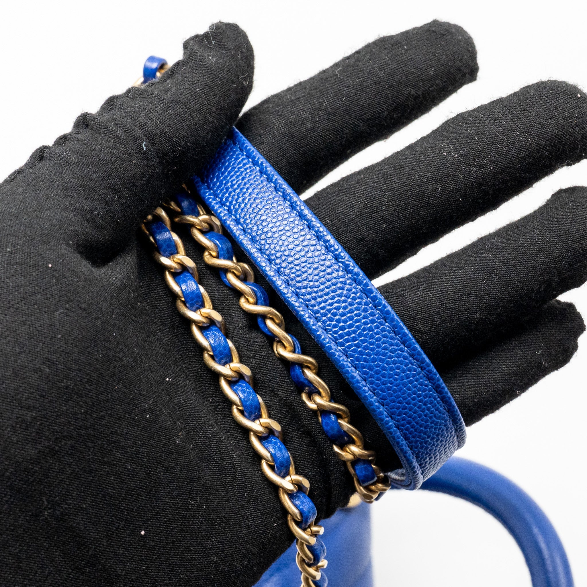 CHANEL SMALL COCO HANDLE CHEVRON CAVIAR BLUE GHW