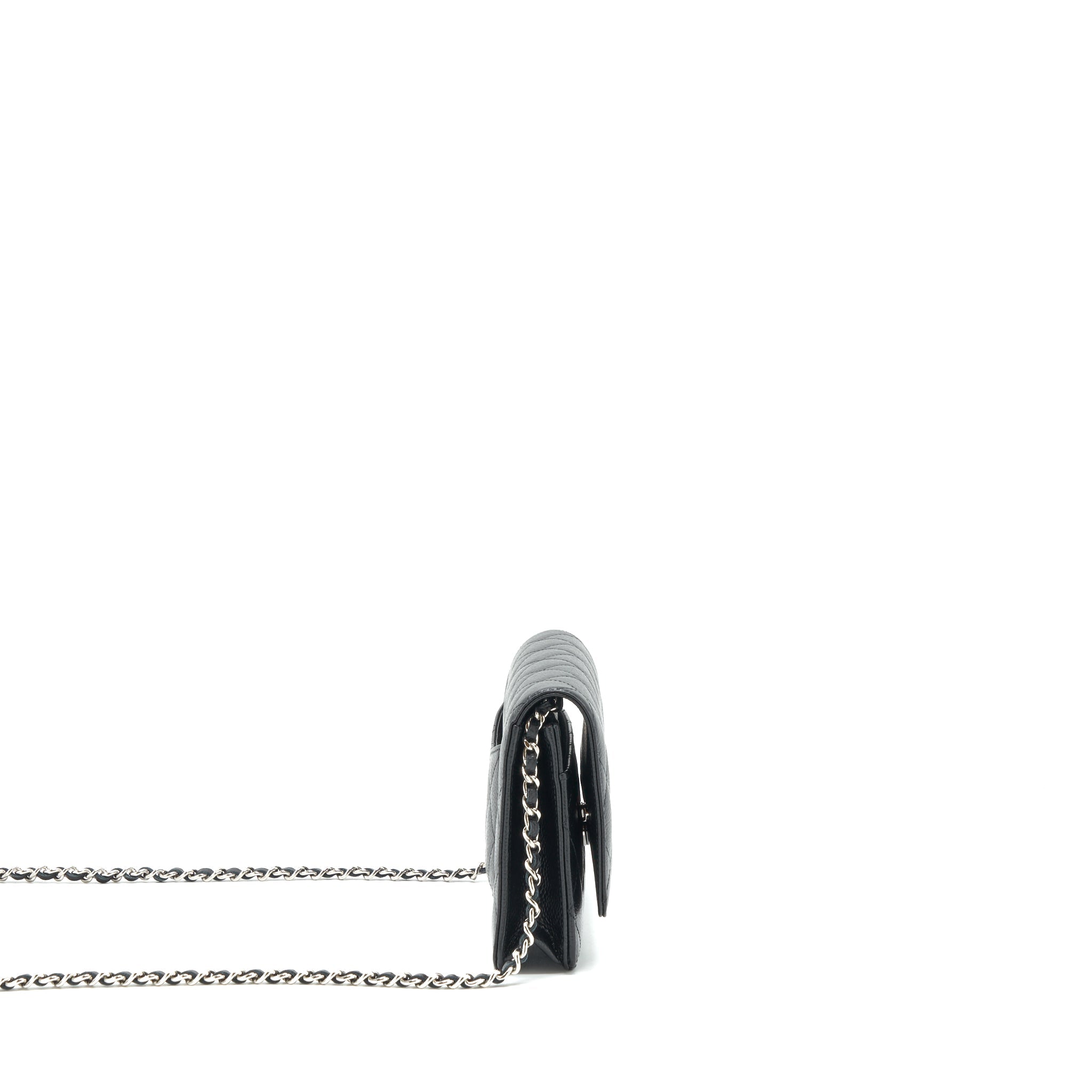 CHANEL CLASSIC WALLET ON CHAIN CAVIAR BLACK SHW (MICROCHIP)