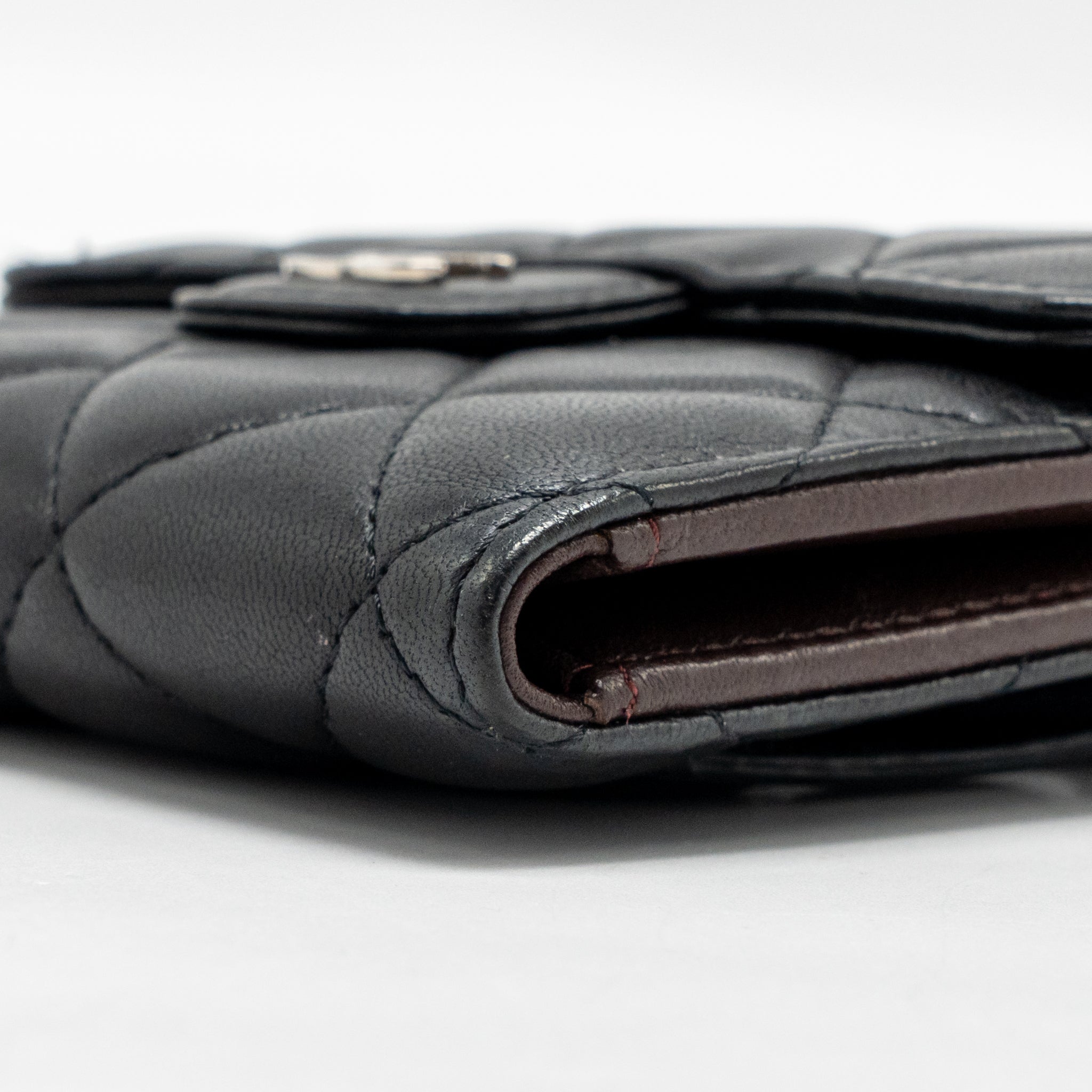 CHANEL SMALL CLASSIC FLAP WALLET LAMBSKIN BLACK SHW