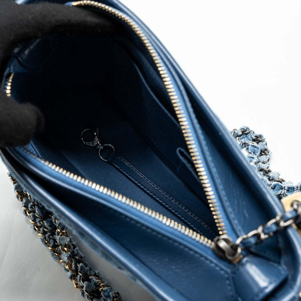 CHANEL SMALL GABRIELLE HOBO BAG BLUE DENIM GHW