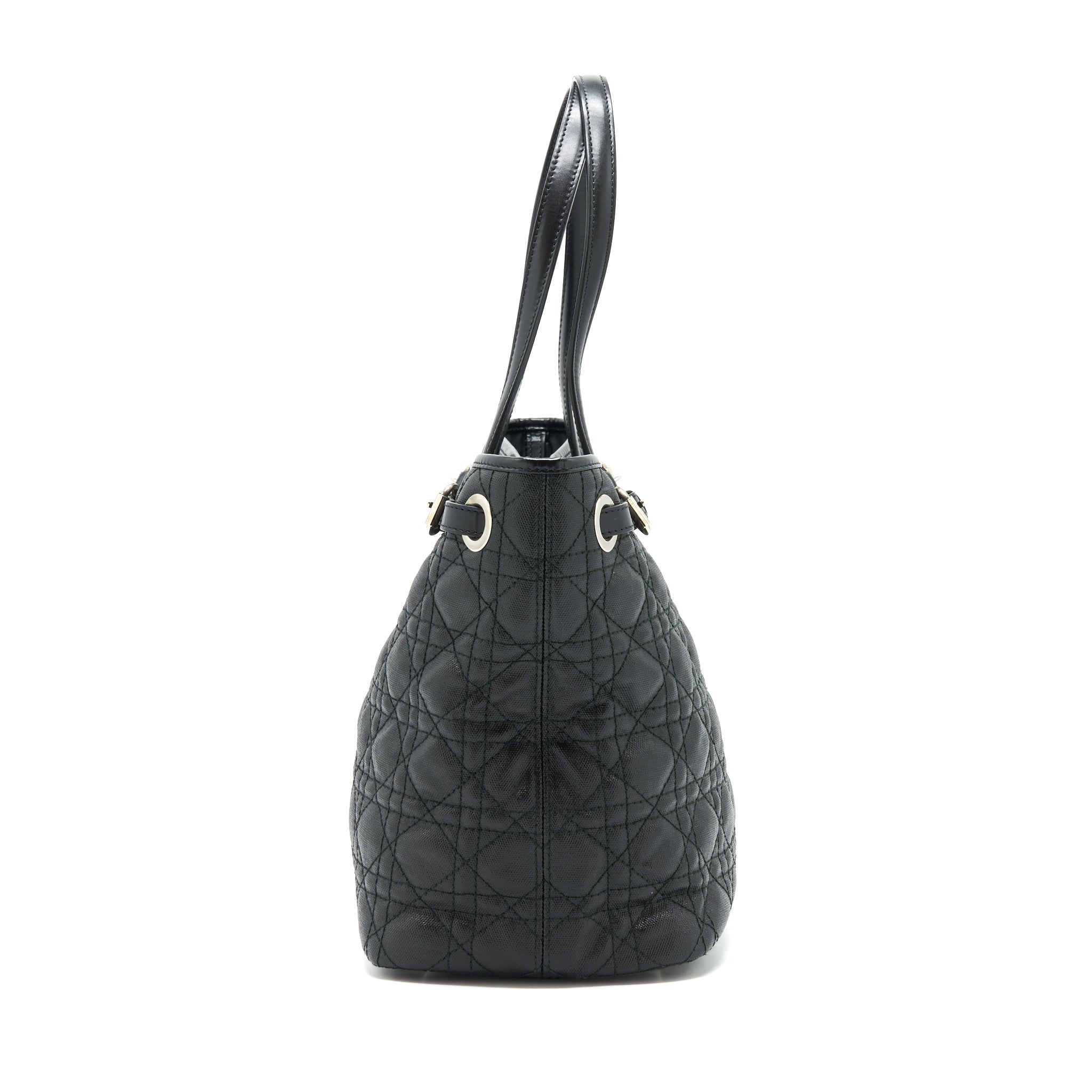 DIOR LADY DIOR TOTE BAG CANVAS BLACK SHW