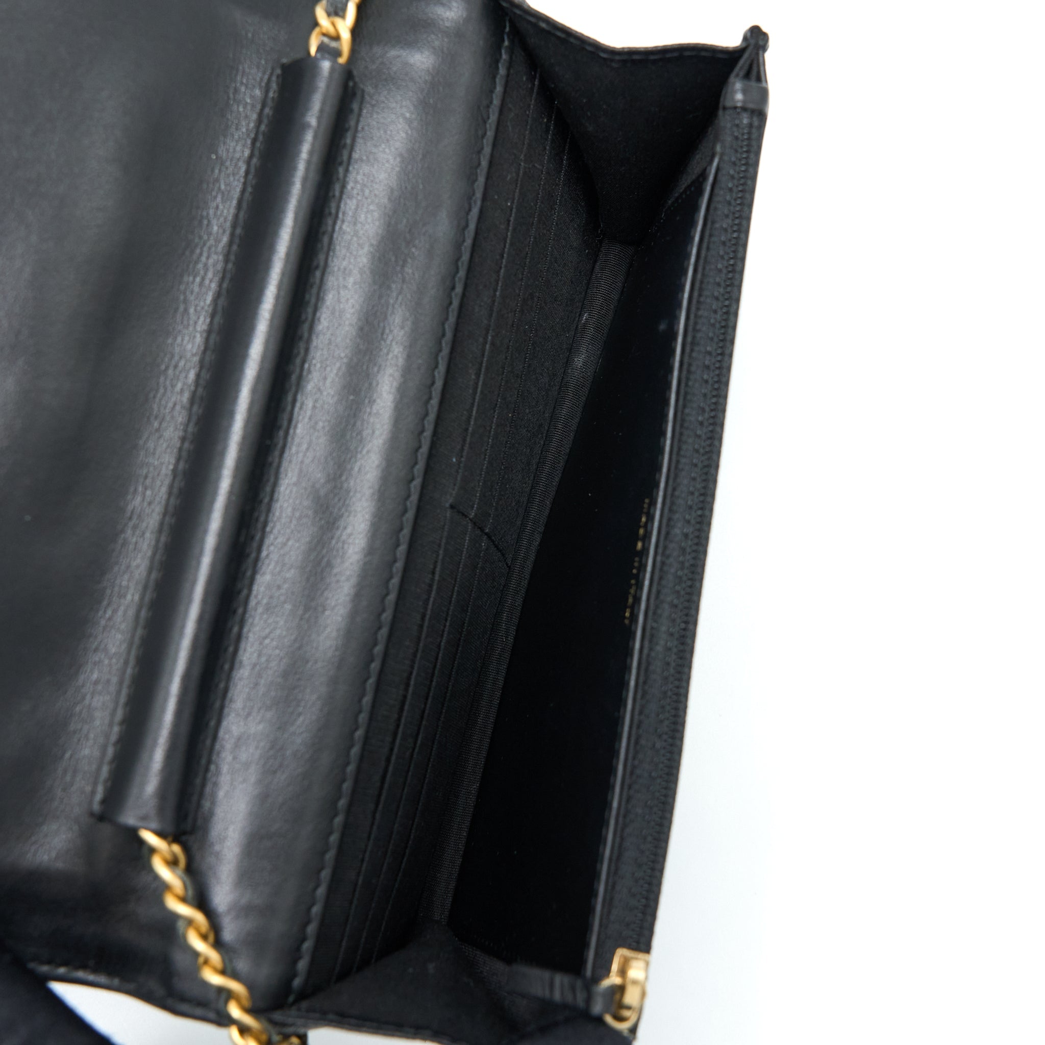 CHANEL CLASSIC BOY WALLET ON CHAIN CAVIAR BLACK GHW
