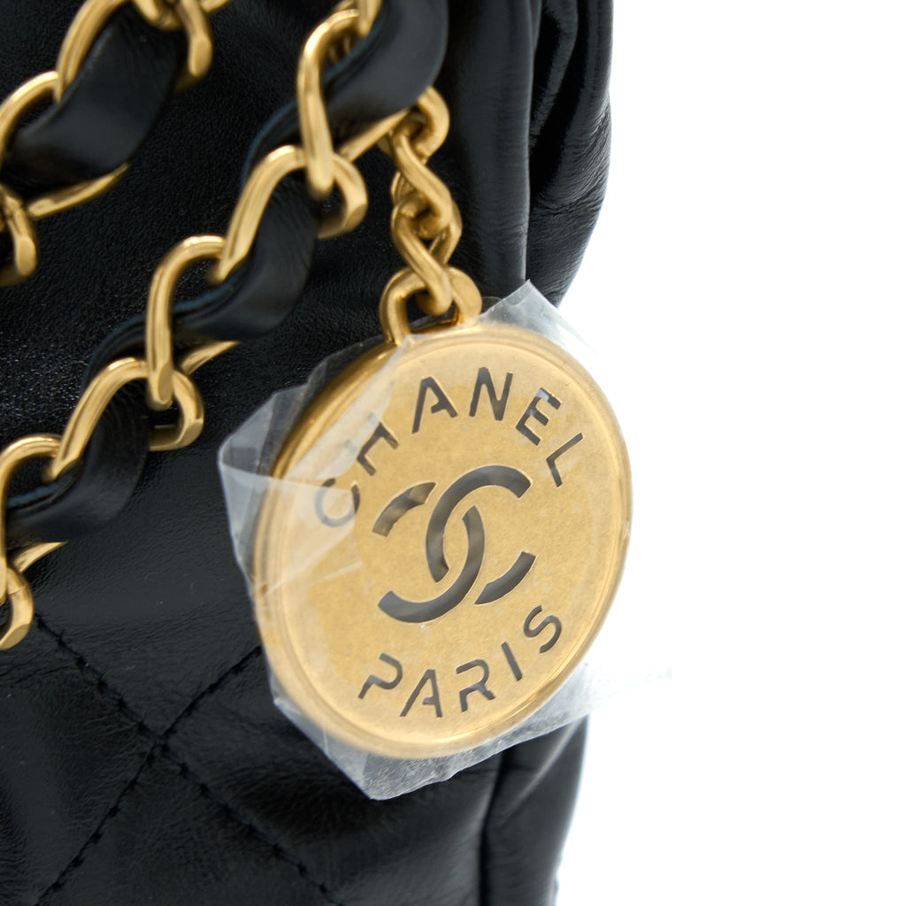 CHANEL SMALL 22 BAG SHINY CALFSKIN BLACK GHW (MICROCHIP)