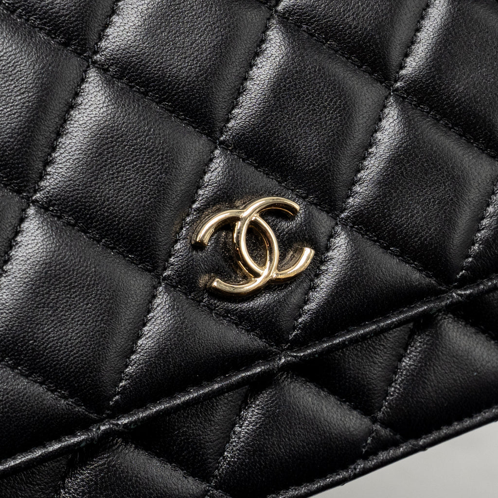 CHANEL COCO CHARM WALLET ON CHAIN LAMBSKIN BLACK LGHW