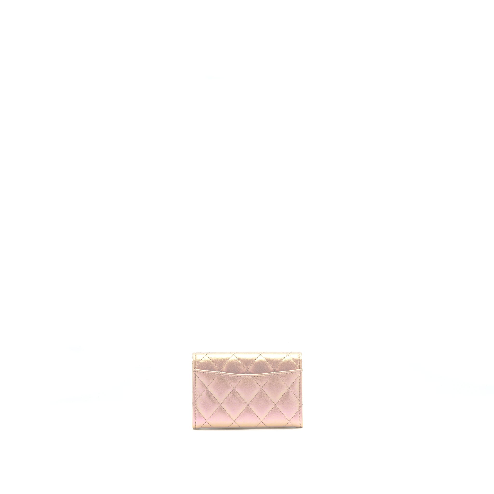 CHANEL 21K IRIDESCENT PINK FLAP CARD HOLDER