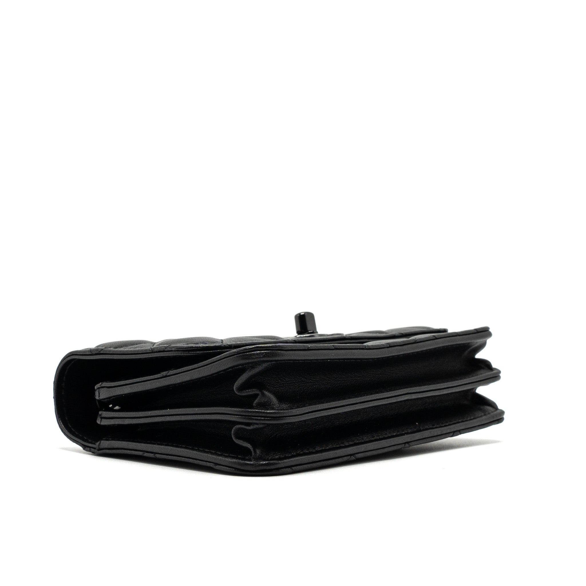 CHANEL TRENDY CC WALLET ON CHAIN LAMBSKIN BLACK WITH BLACK HARDWARE (MICROCHIP)