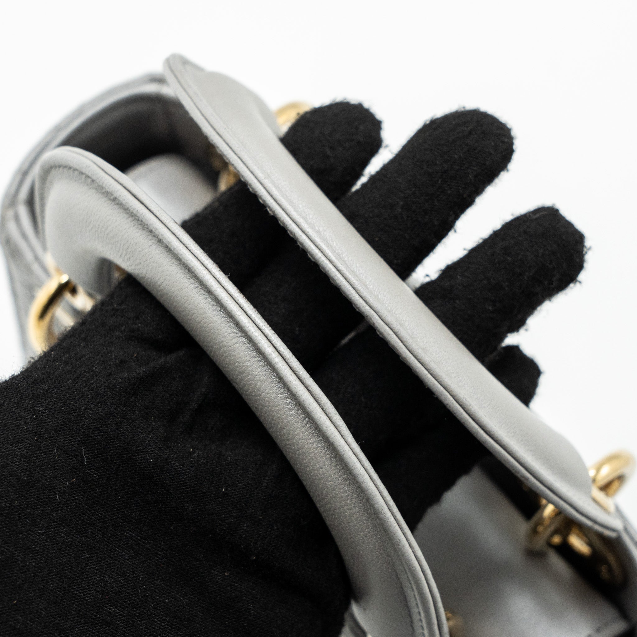 DIOR MINI LADY DIOR LAMBSKIN GREY LGHW