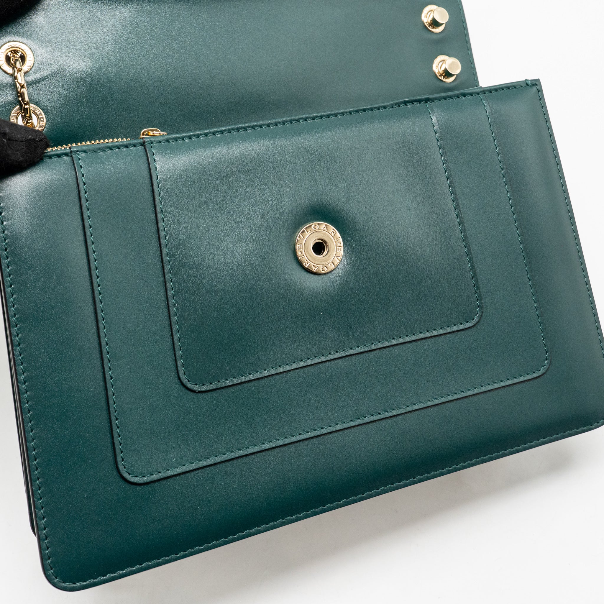 BVLGARI SERPENTI FOREVER FLAP BAG CALFSKIN GREEN LGHW