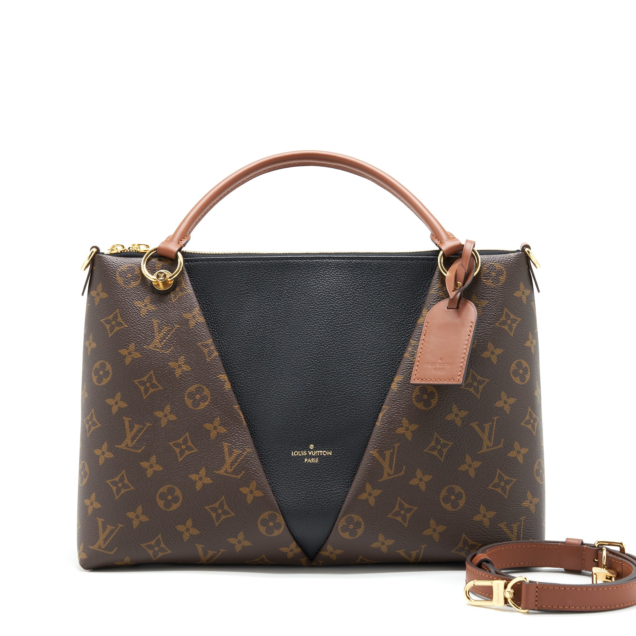 LOUIS VUITTON V TOTE BAG MEDIUM BLACK GHW
