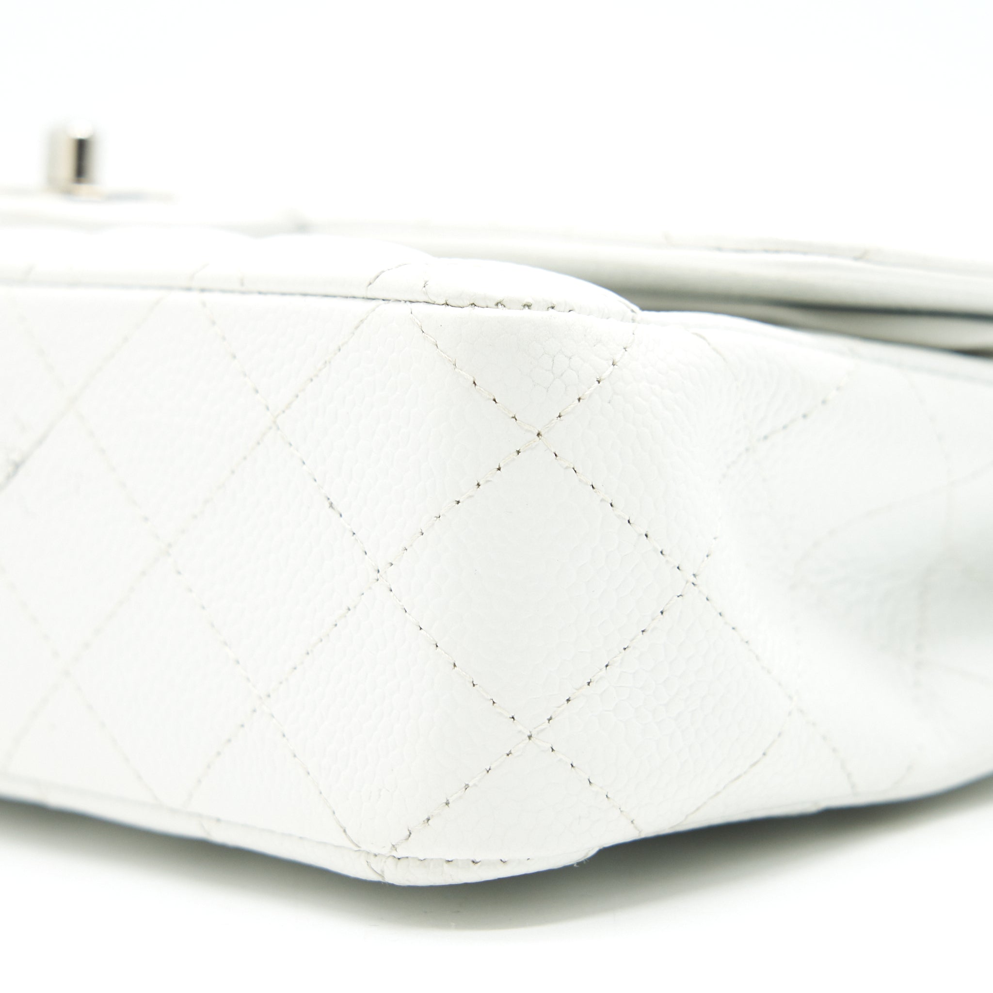 CHANEL MEDIUM CLASSIC DOUBLE FLAP BAG CAVIAR WHITE SHW
