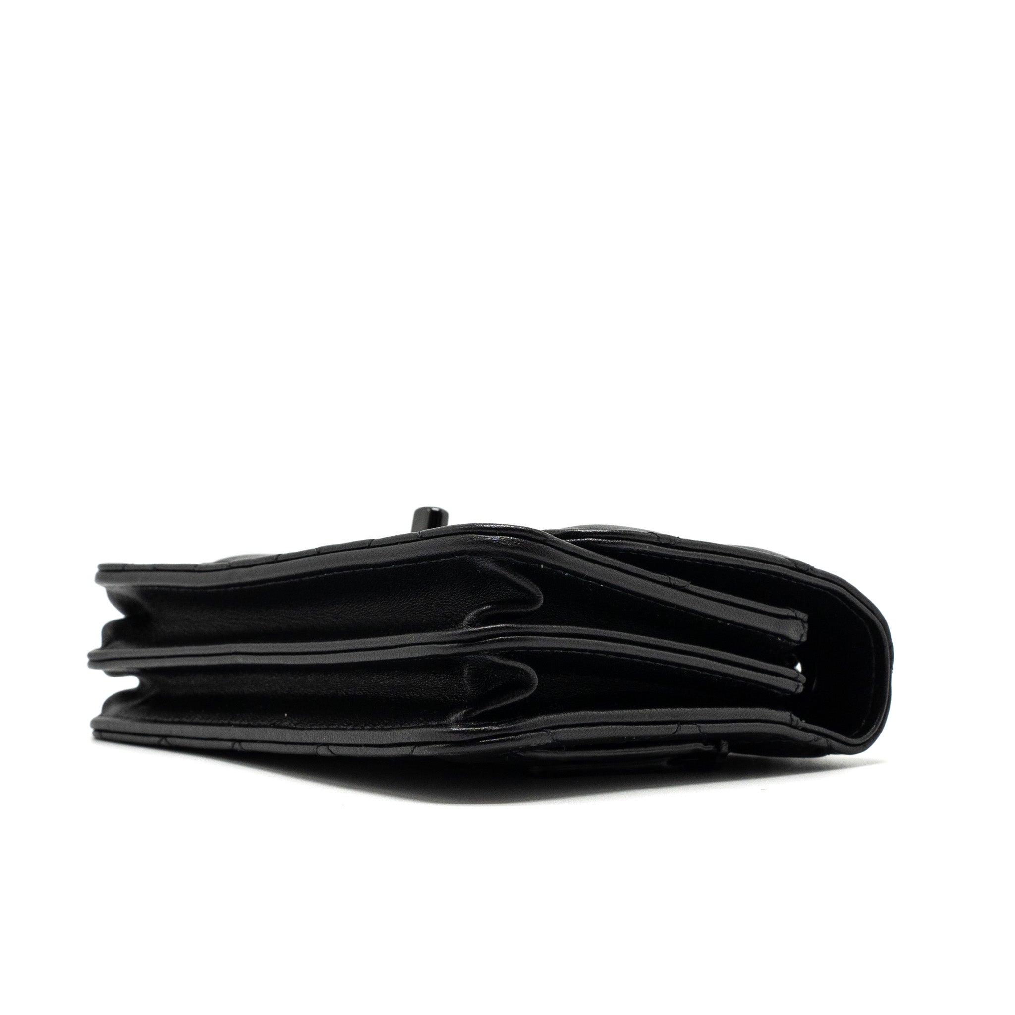 CHANEL TRENDY CC WALLET ON CHAIN LAMBSKIN BLACK WITH BLACK HARDWARE (MICROCHIP)
