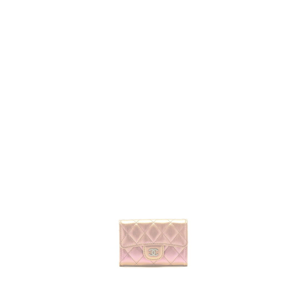 CHANEL 21K IRIDESCENT PINK FLAP CARD HOLDER