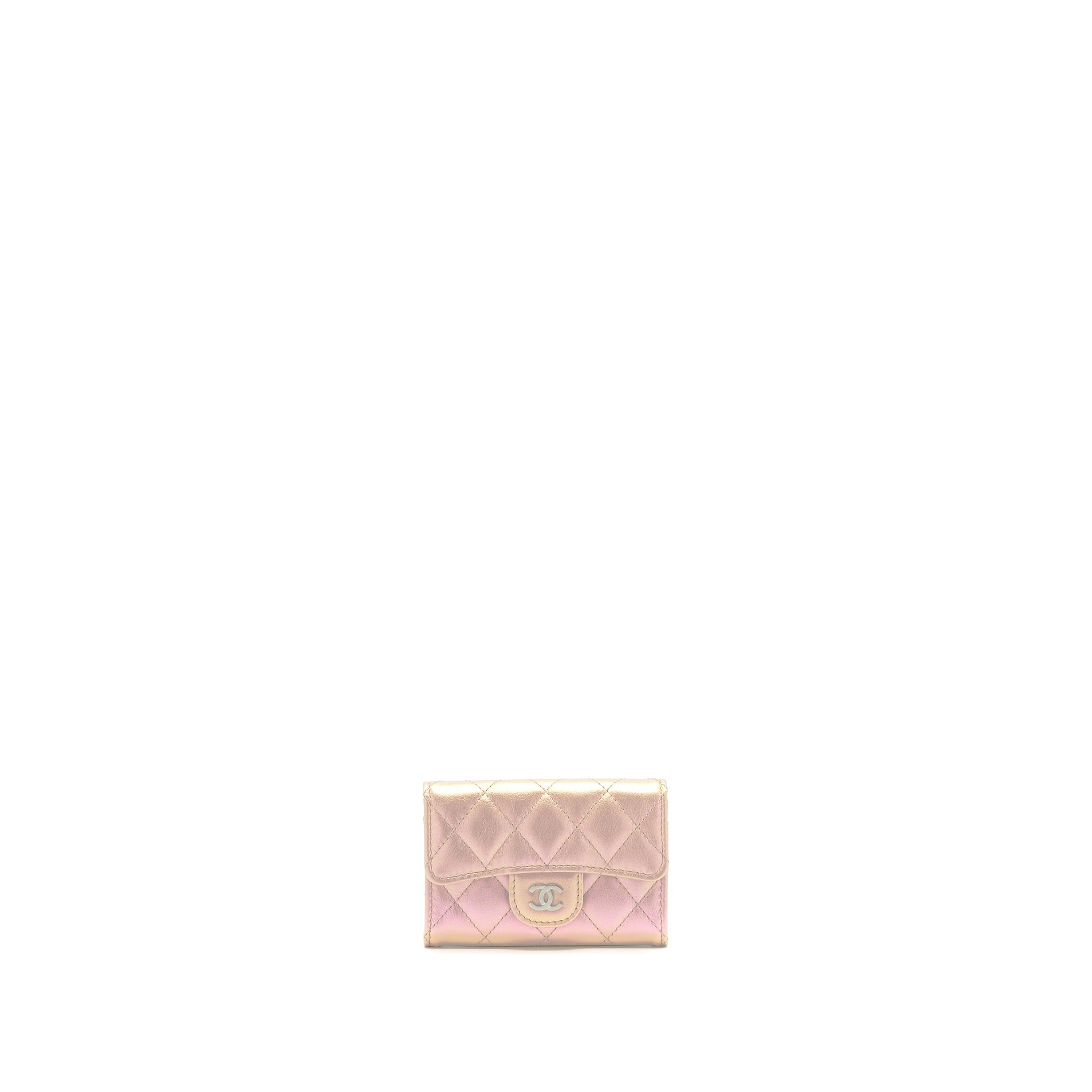 CHANEL 21K IRIDESCENT PINK FLAP CARD HOLDER