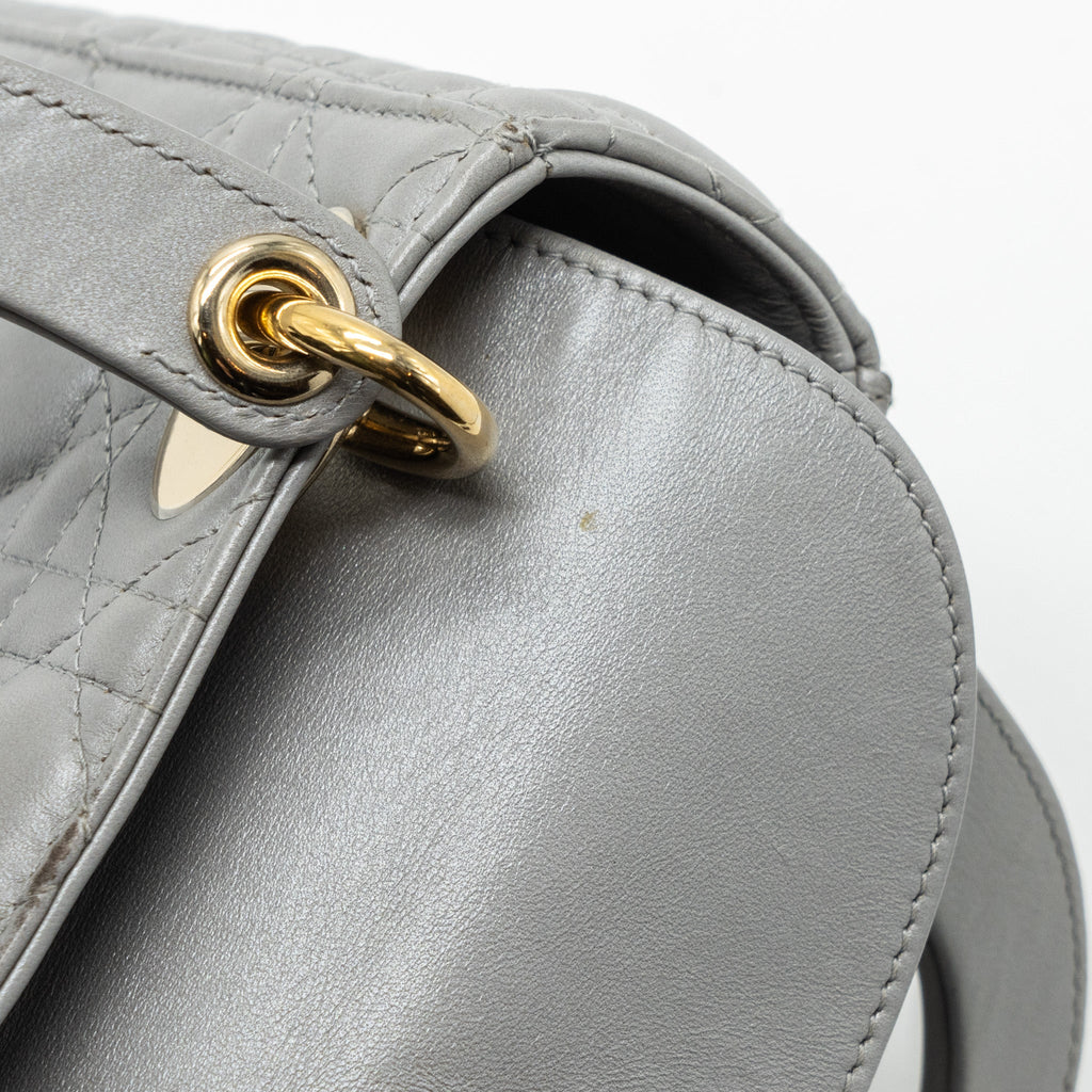 DIOR MINI LADY DIOR LAMBSKIN GREY LGHW