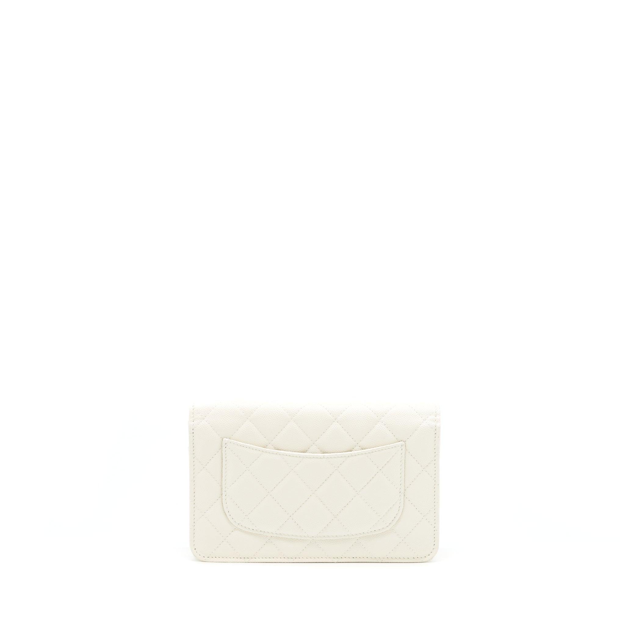CHANEL CLASSIC WALLET ON CHAIN CAVIAR WHITE LGHW (MICROCHIP)