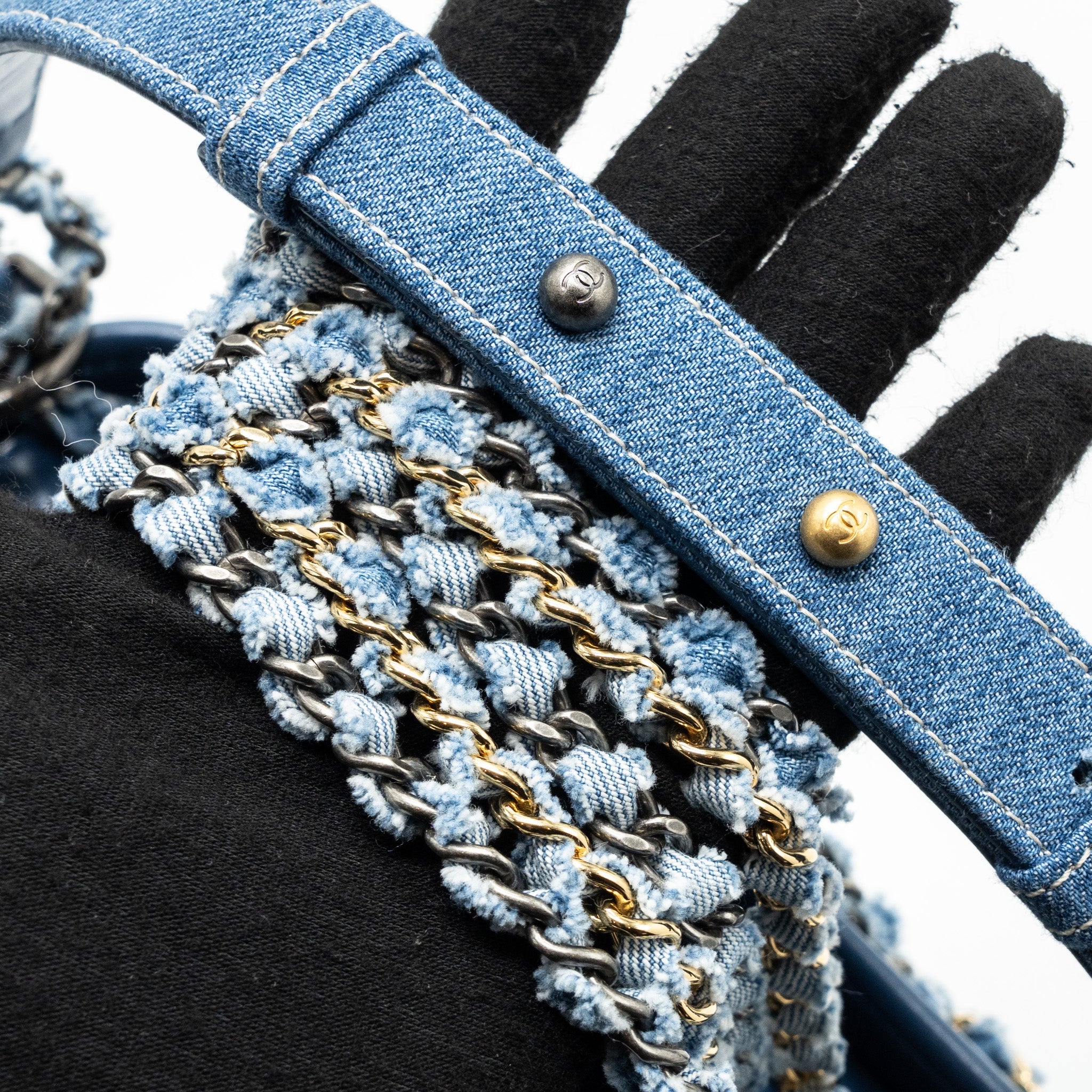 CHANEL SMALL GABRIELLE HOBO BAG BLUE DENIM GHW