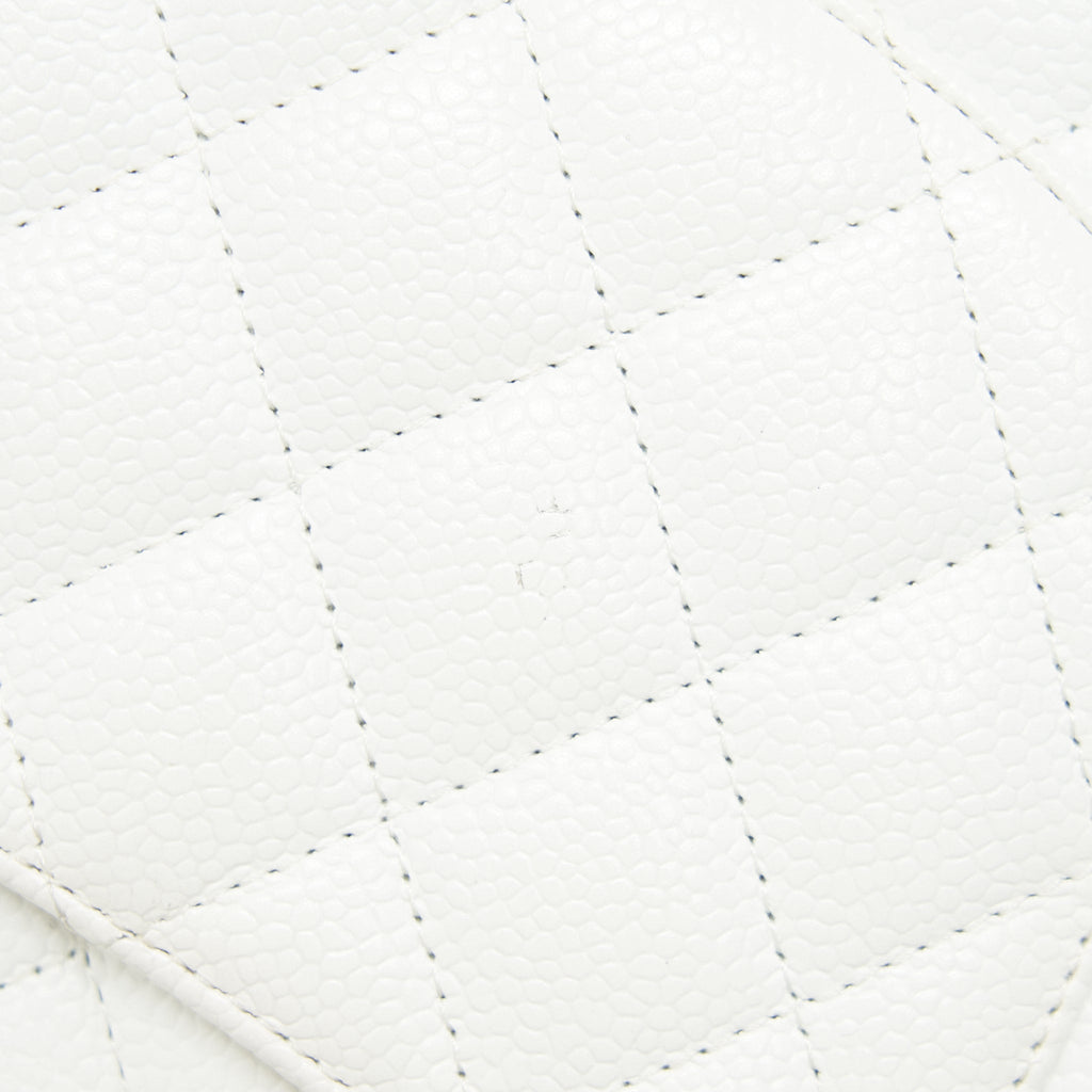 CHANEL MEDIUM CLASSIC DOUBLE FLAP BAG CAVIAR WHITE SHW