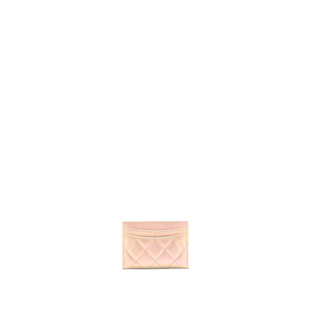 CHANEL 21K IRIDESCENT PINK FLAT CARD HOLDER