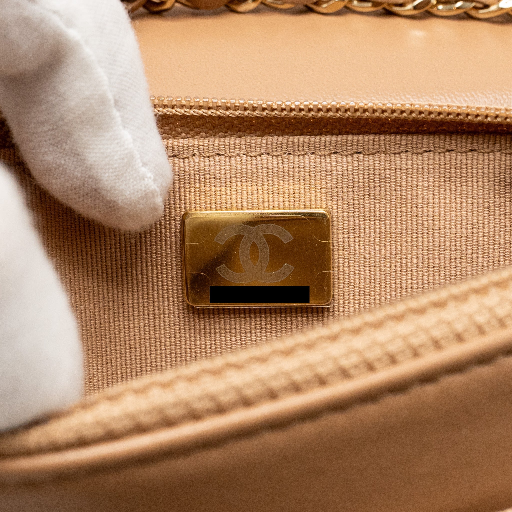 CHANEL TRENDY CC WALLET ON CHAIN LAMBSKIN DARK BEIGE LGHW (MICROCHIP)