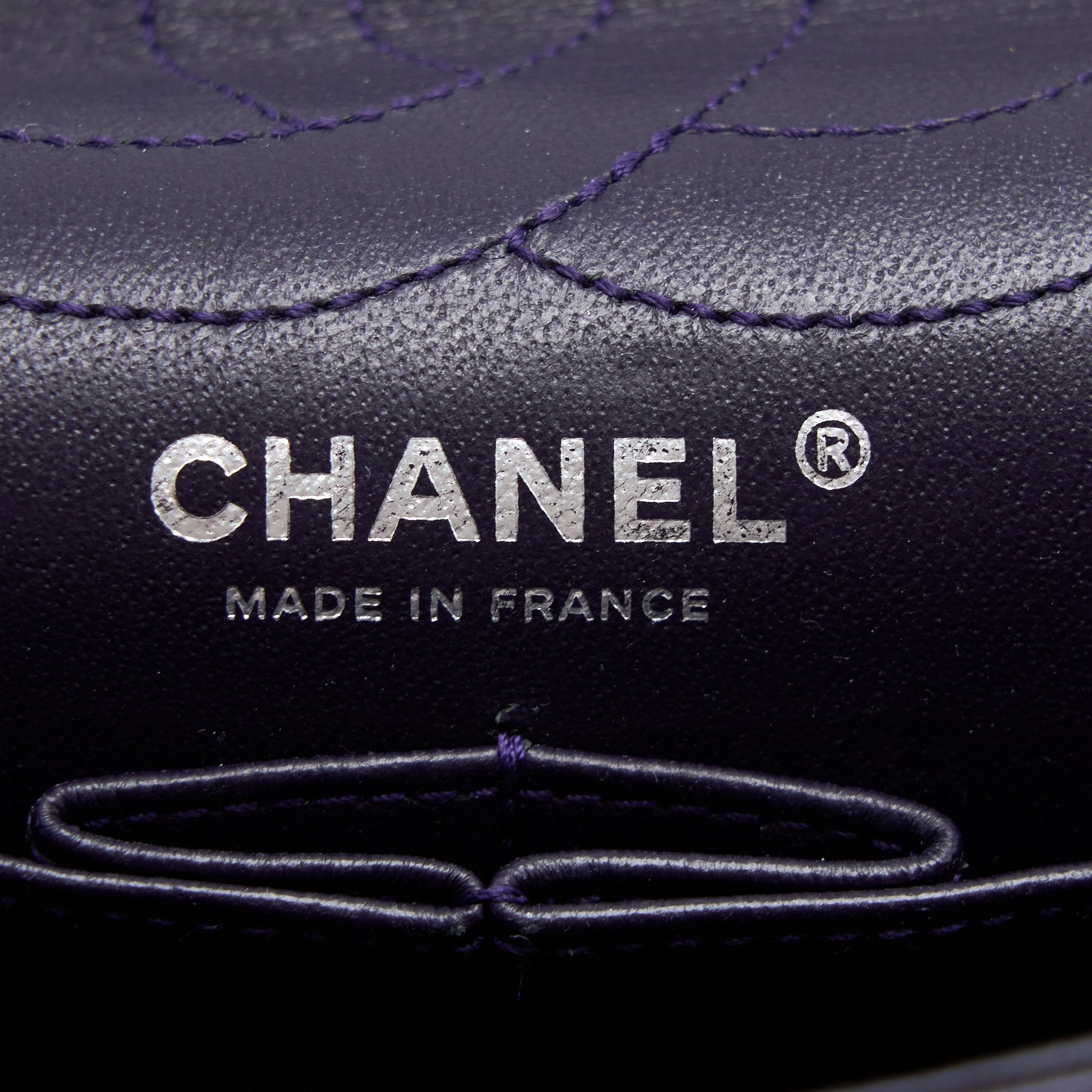 CHANEL LARGE 2.55 REISSUE FLAP BAG AGED CALFSKIN DARK PURPLE RUTHENIUM HARDWARE