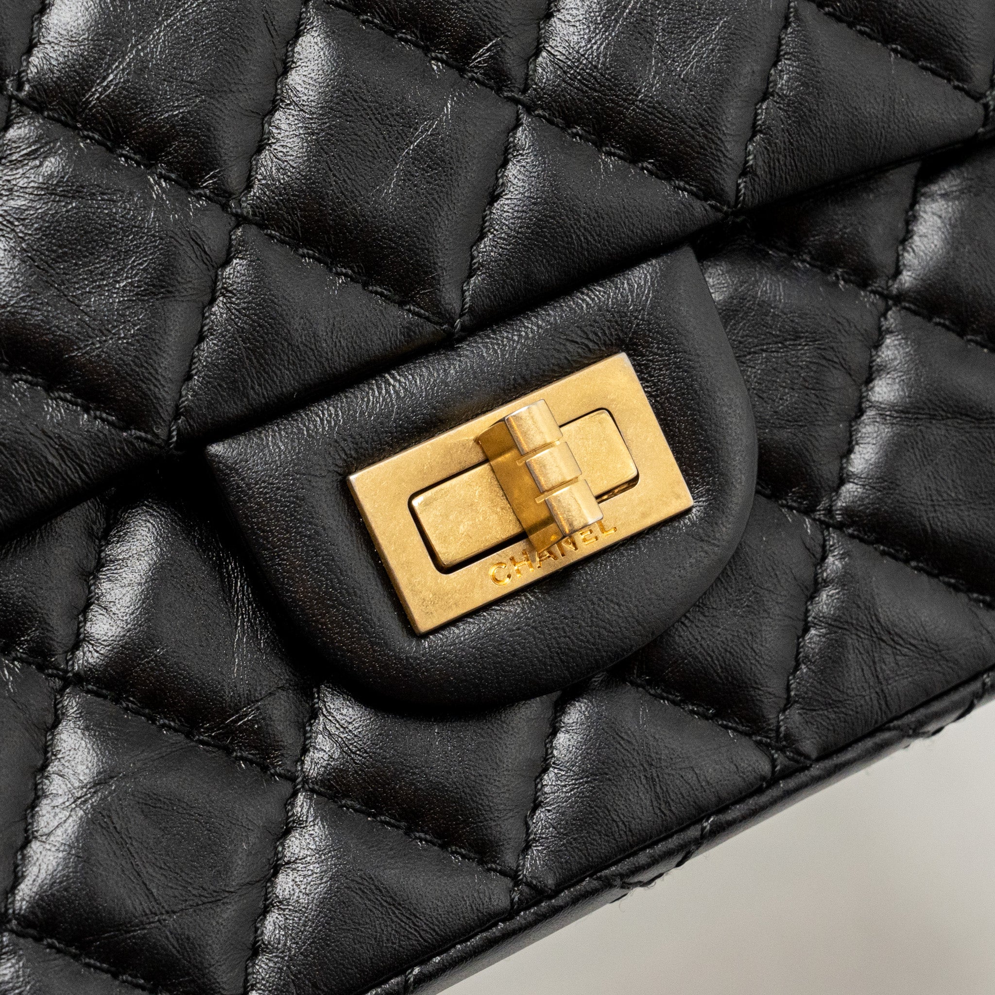 CHANEL MINI 2.55 REISSUE AGED CALFSKIN BLACK GHW