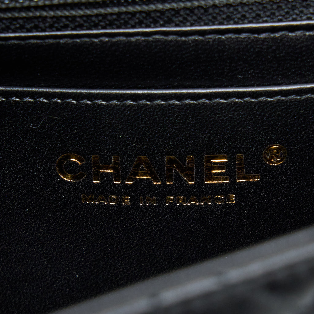CHANEL MINI SQUARE FLAP BAG LAMBSKIN BLACK GHW (MICROCHIP)