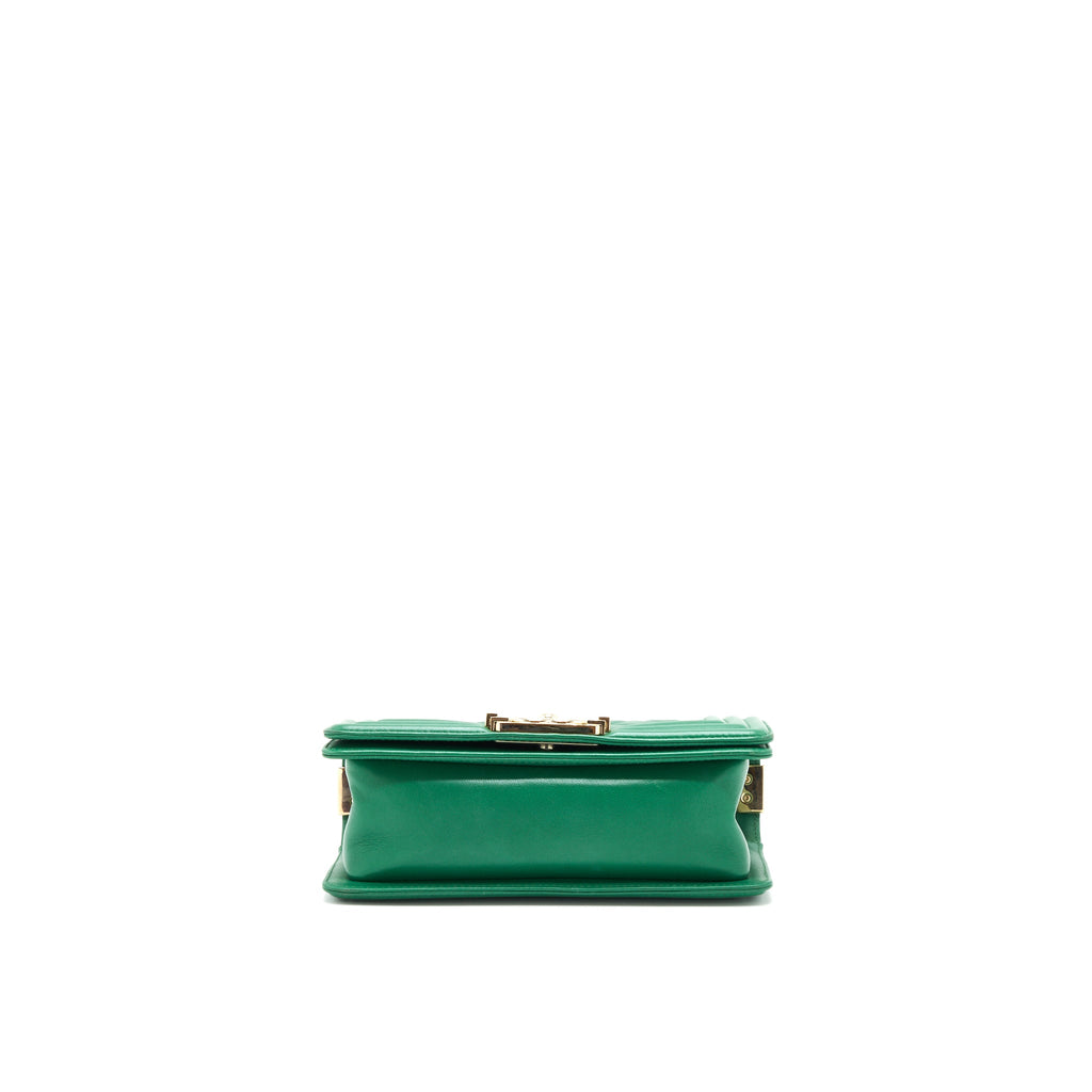 CHANEL SMALL BOY BAG LAMBSKIN GREEN LGHW