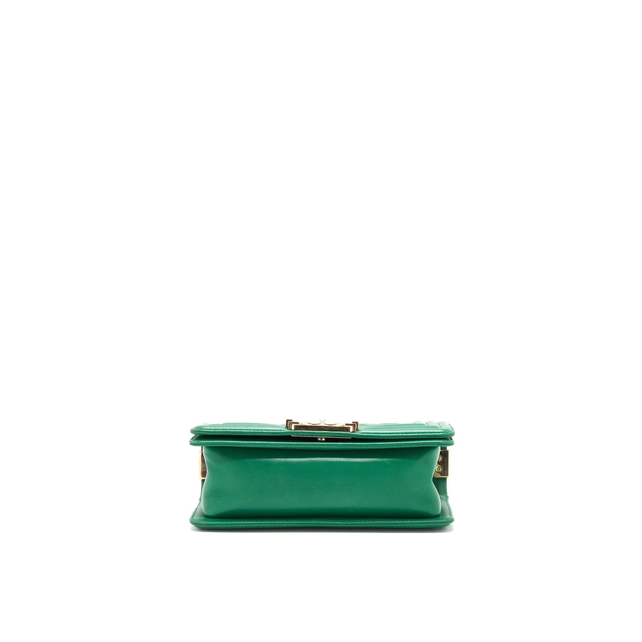 CHANEL SMALL BOY BAG LAMBSKIN GREEN LGHW