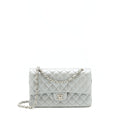 CHANEL MEDIUM CLASSIC FLAP BAG SILVER GREY SHW