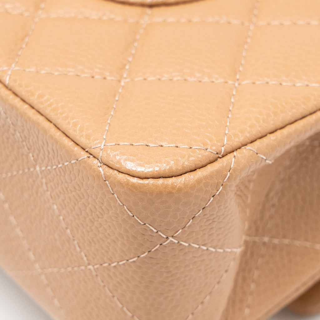 CHANEL MEDIUM CLASSIC DOUBLE FLAP BAG CAVIAR DARK BEIGE LGHW