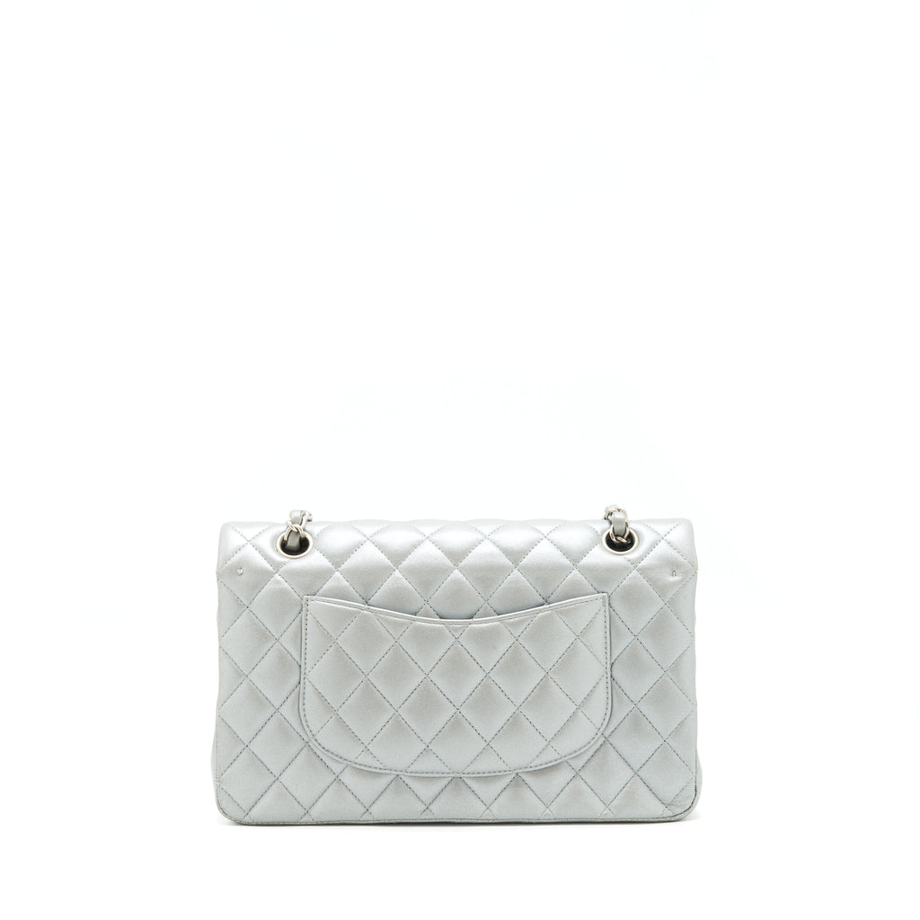 CHANEL MEDIUM CLASSIC FLAP BAG SILVER GREY SHW