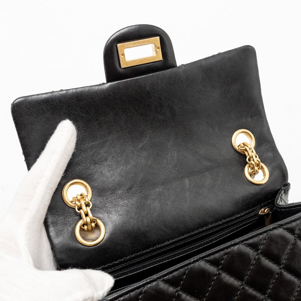 CHANEL MINI 2.55 REISSUE AGED CALFSKIN BLACK GHW