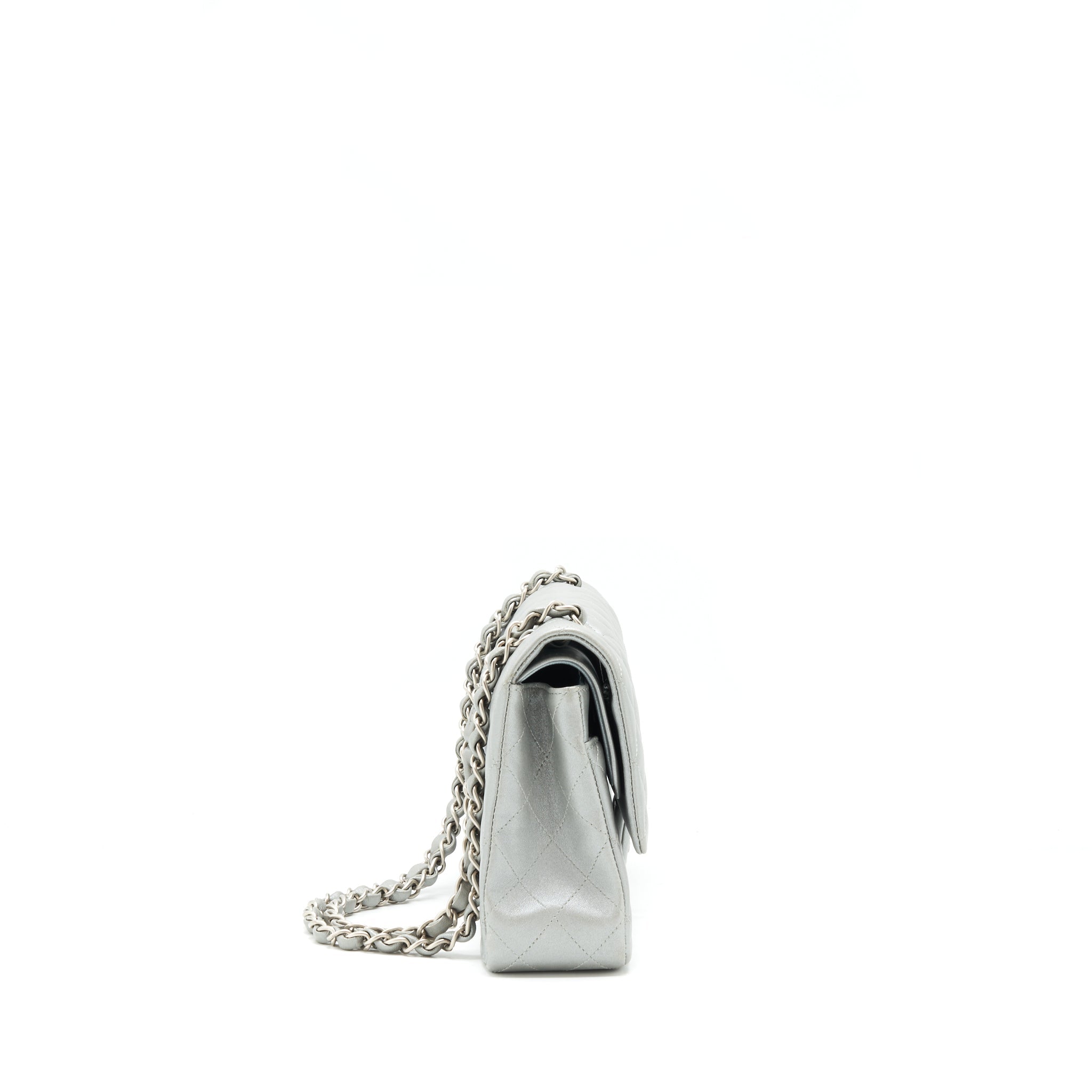 CHANEL MEDIUM CLASSIC FLAP BAG SILVER GREY SHW