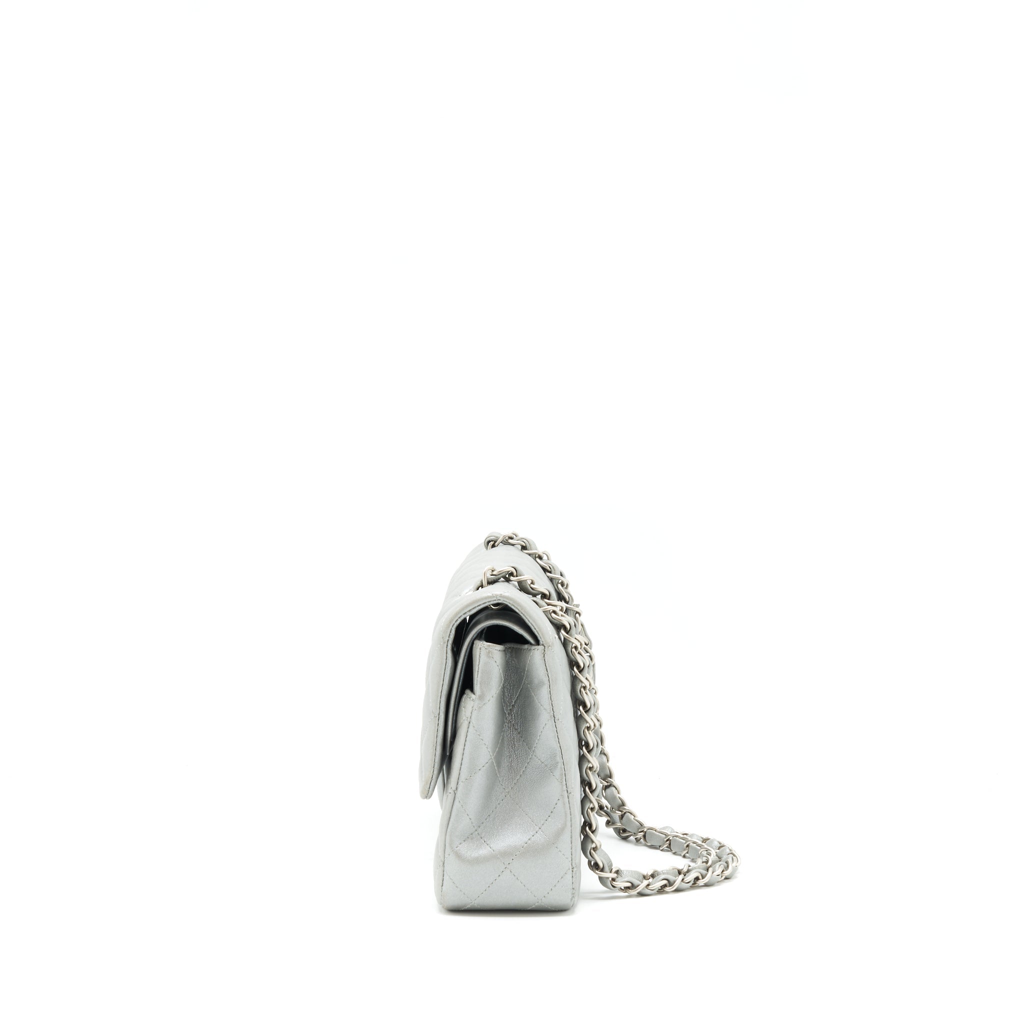 CHANEL MEDIUM CLASSIC FLAP BAG SILVER GREY SHW