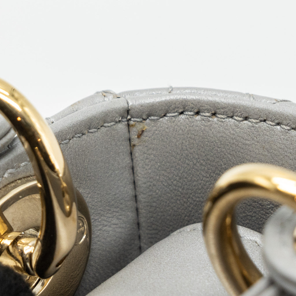 DIOR MINI LADY DIOR LAMBSKIN GREY LGHW